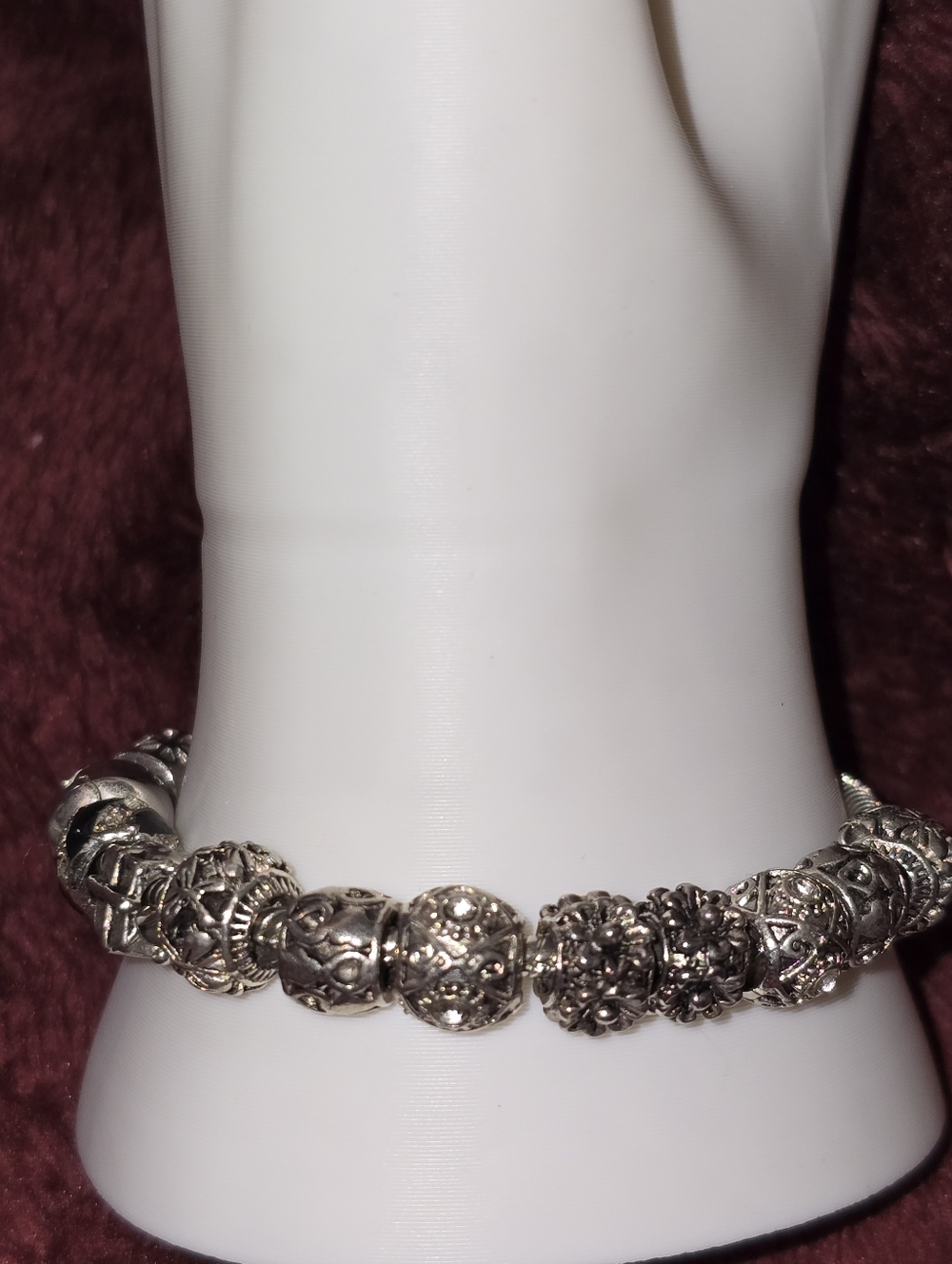 Silver and Black Charm Bracelet with Pavé Accents 8" EUC - Picture 4 of 11